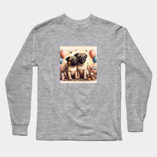 Pug Dog Friends Long Sleeve T-Shirt